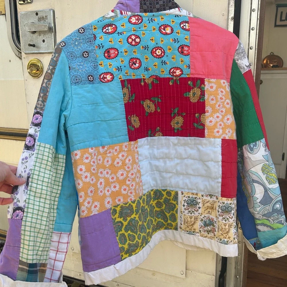 Colorful Patchwork Vintage Quilt Jacket - Picture 4 of 7